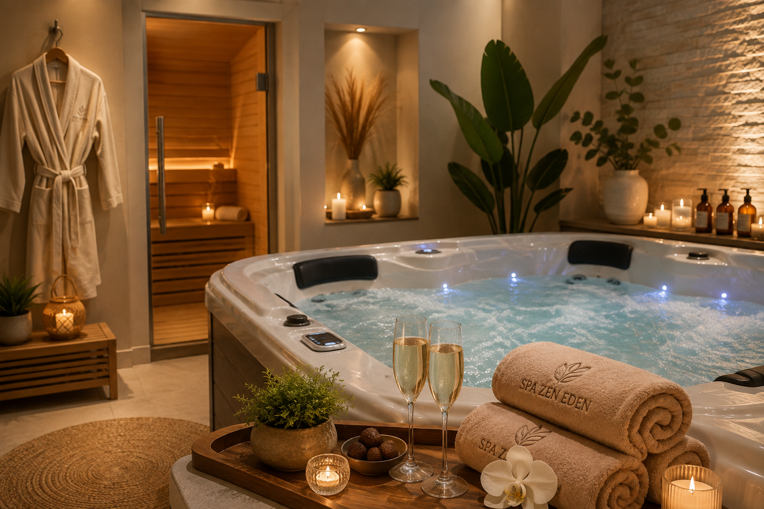 Espace privatif jacuzzi Spa Zen Eden Mouscron